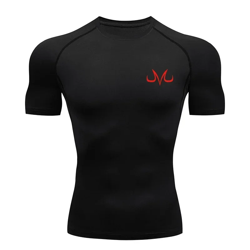 Men's Bat Pattern Compression Shirt, Gym Short Sleeved T-shirt, Training, Running, Summer Quick Drying Sports T-shirt