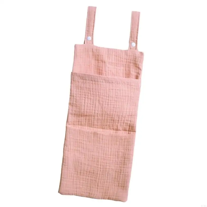 97BE Baby Friendly Bed Diaper Case Storage Hanging Bag with Divided Compartment Soft Cotton Fabric for Nursery Organization