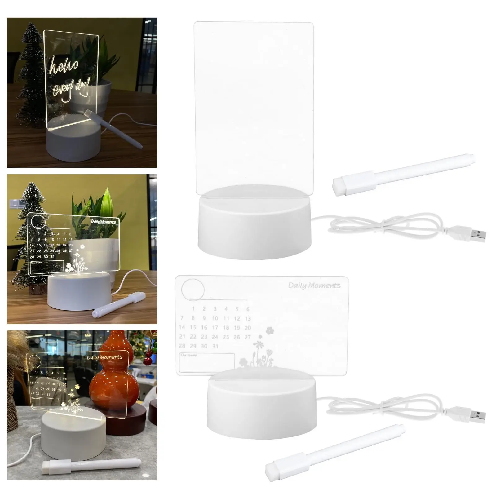 USB Message Board Lamp with Pen LED Note Board for Wedding Decoration