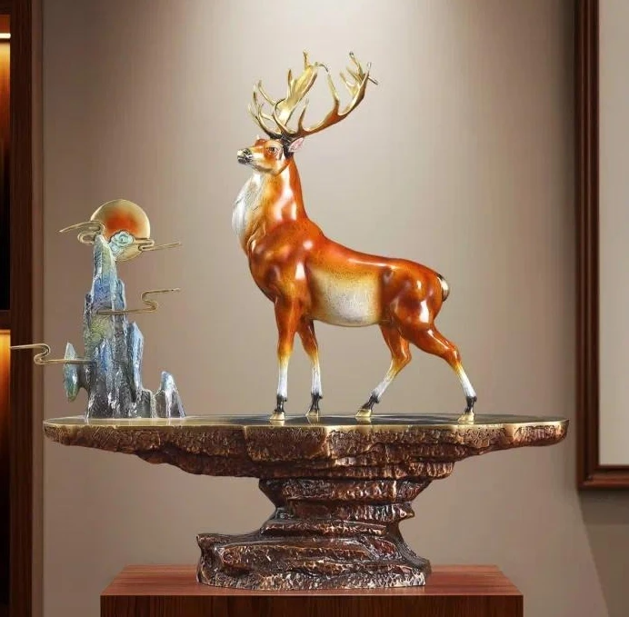 Gaosheng Brass Deer Ornament Chinese Home Furnishing Leadership Living Room Wine Cabinet Entrance Desktop New Home Decoration