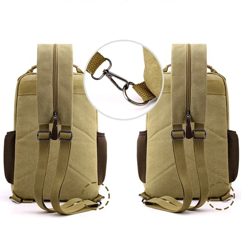 Small Mens Backpack Canvas Casual Backpacks for Men 2024 Mini Male School Bag Rucksack Man Multi-function Crossbody Bag Travel