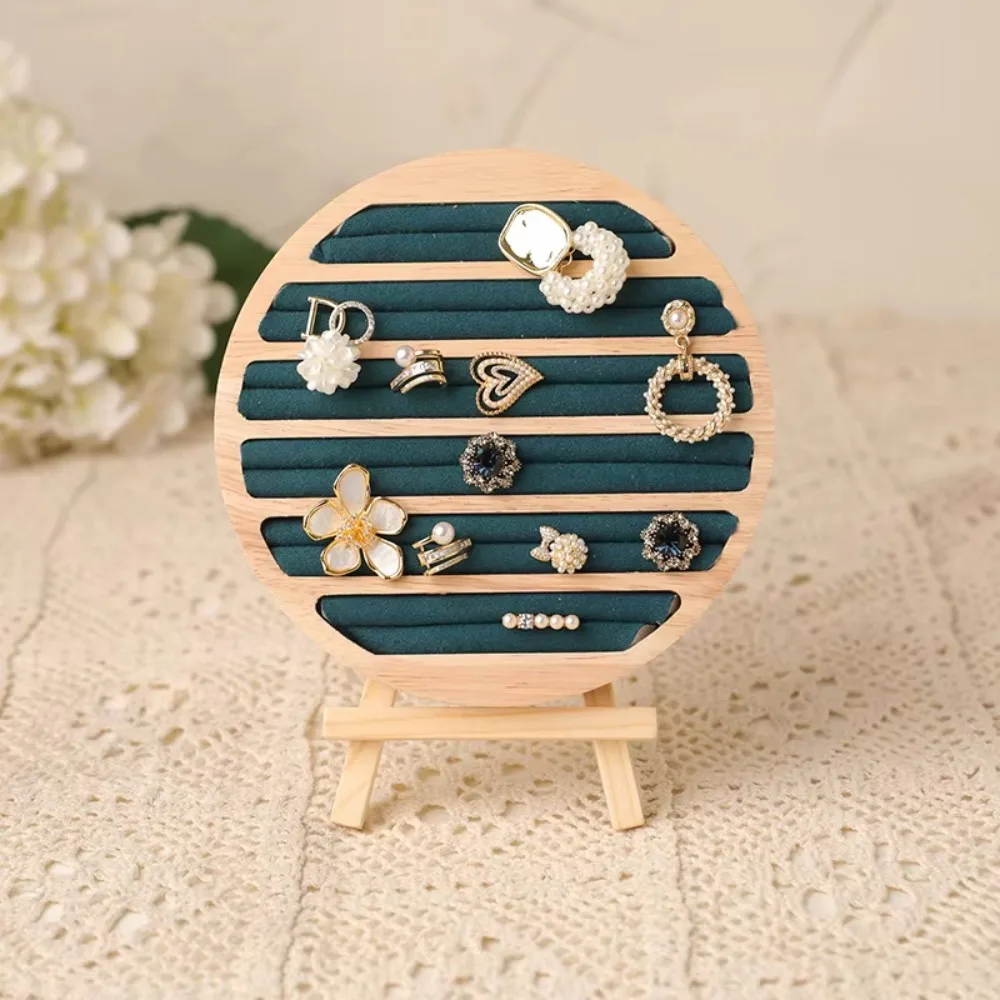 

Round Shape Jewelry Display Rack Velvet Lining Necklace Bracelet Ring Earring Holder Storage Tray Display Plate