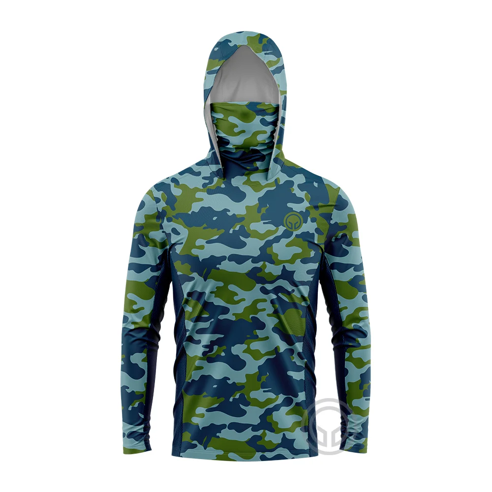 Abbigliamento da Pesca maglia a maniche lunghe da uomo per la Pesca protezione Uv felpa con cappuccio maschera Pesca/escursionismo camicie Camisa De