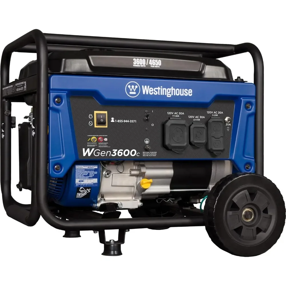 

Westinghouse 4650 Peak Watt Portable Generator, RV Ready 30A Outlet, Wheel & Handle Kit, CO Sensor，Gas Powered,