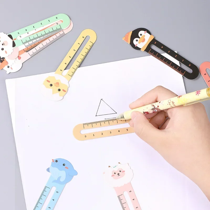 50Pcs/pack Cartoon Animal Bookmark Cute Bear Kitten Student Ruler Bookmark Students Supplies bookmarks for books