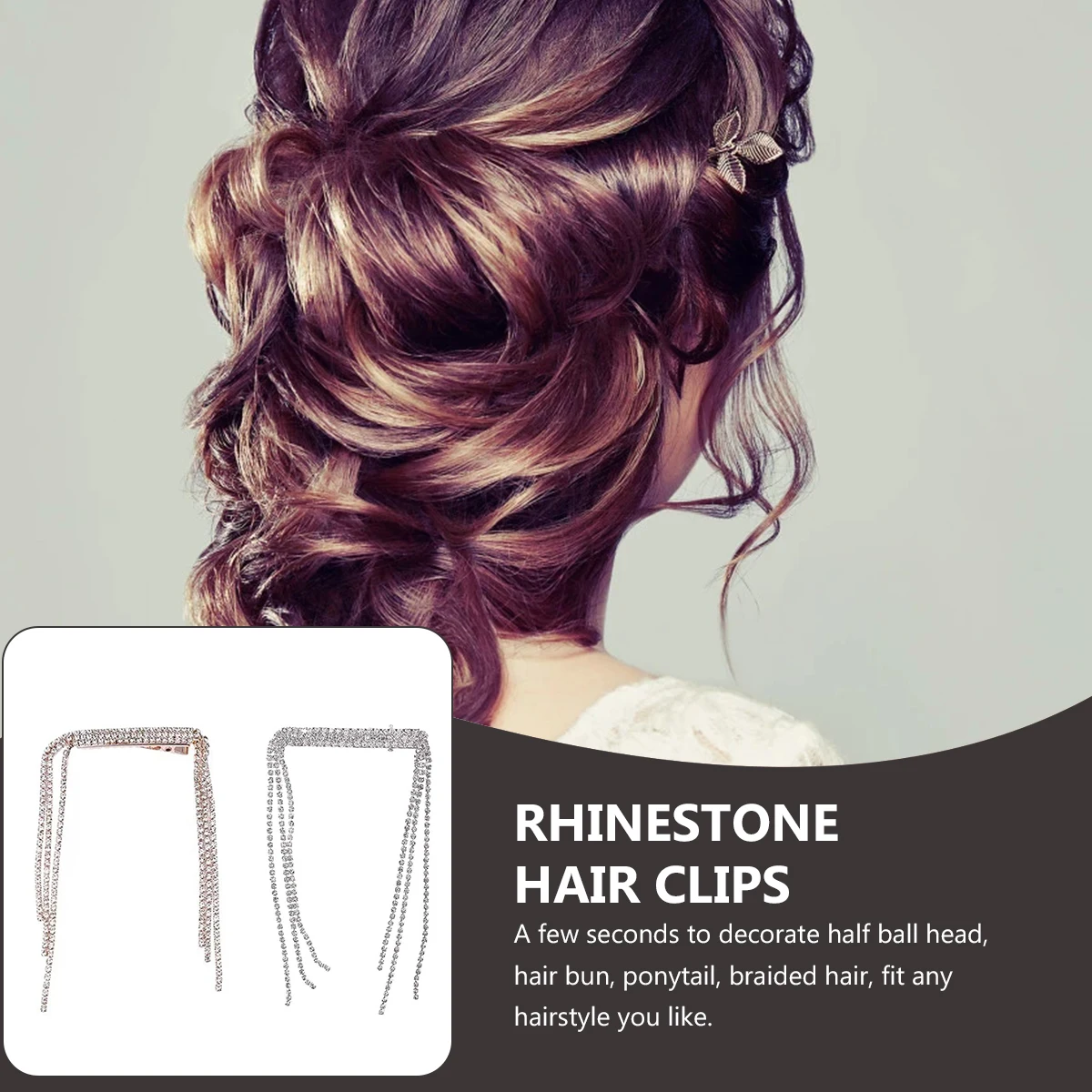 

2 Pcs Wedding Rhinestone Hair Clip Bride Accessories for Girls Chain Rhinestones Overnight