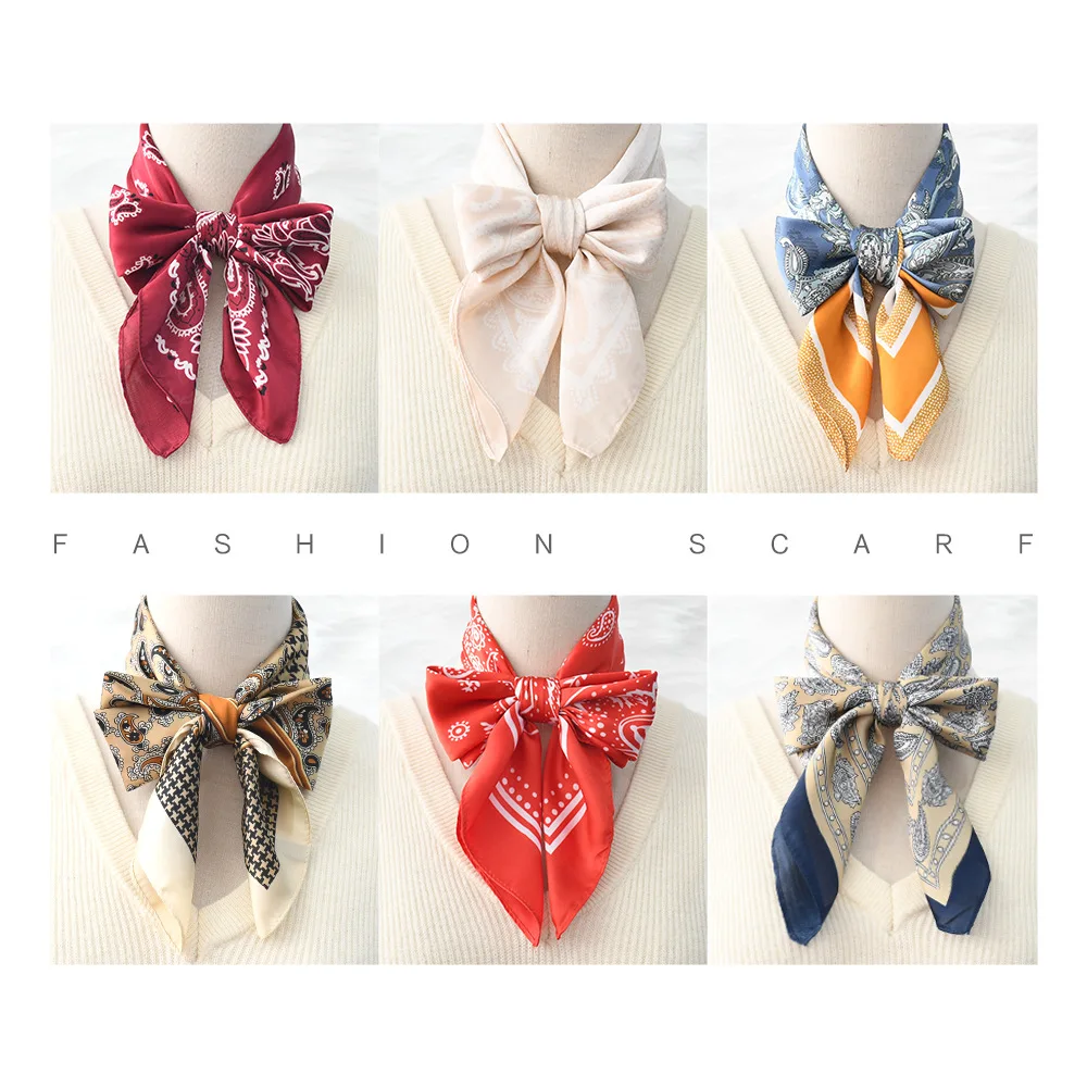 

Шарф с принтом кешью 70*70 см 70x70 см, квадратный модный аксессуар из искусственного шелка, универсальный для женщин, повседневный стиль