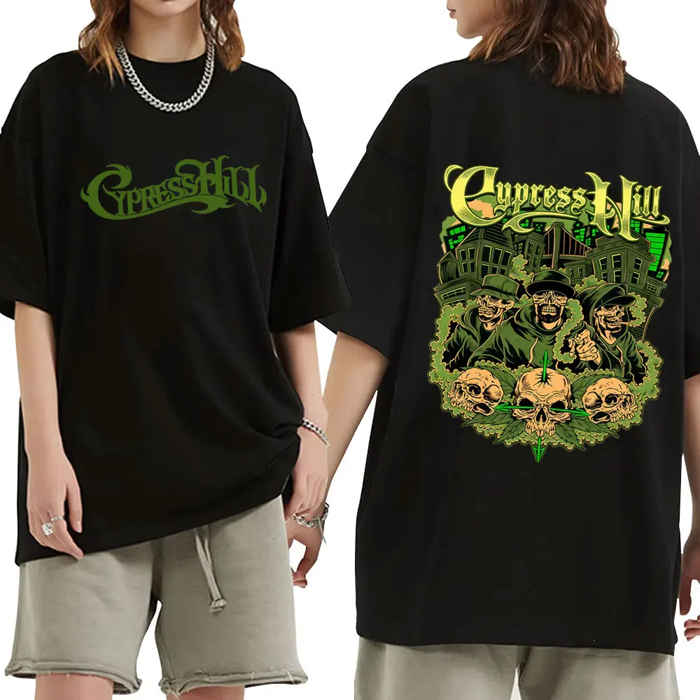 

Limited Rapper Cypress Hill Skeleton Double Sided Print T-shirt Men Women Hip Hop Fashion Oversized Tshirt Male Casual T Shirts