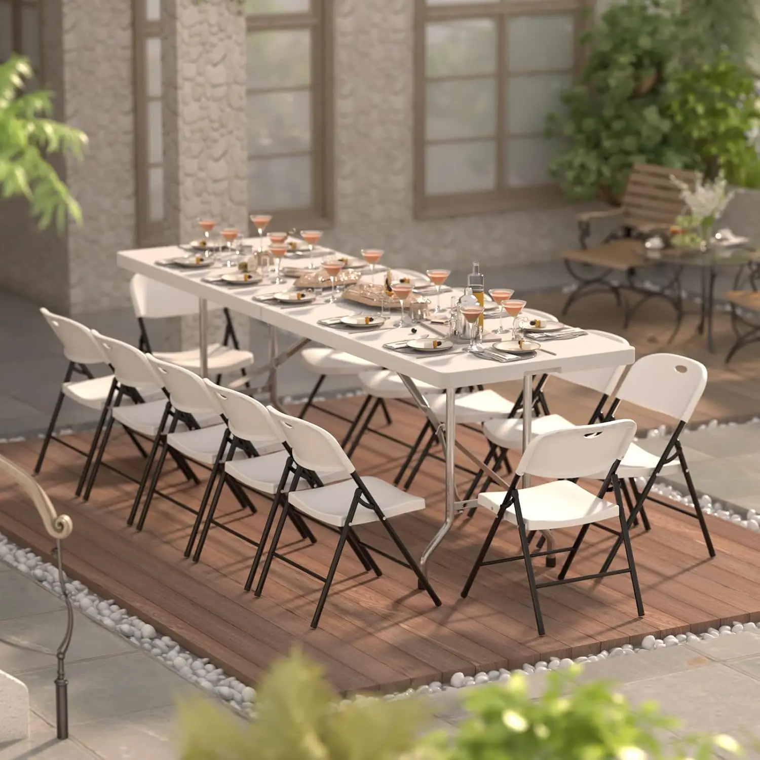 10 Pack 650 Weight Limit Heavy Duty Plastic Folding Chair with Reinfoced Steel Frame for Indoor and Outdoor, Wedding, Party, image 5