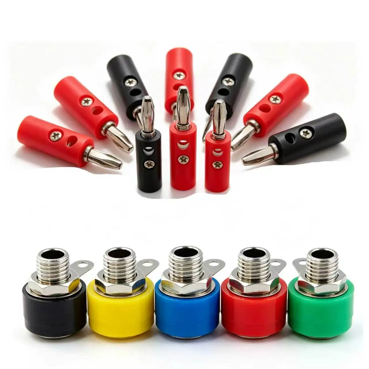 4mm Banana Plug 10PCS Banana Binding Post Test Connector Socket Plug Jack Adapter DIY For Audio Video Speaker Cable Adapter