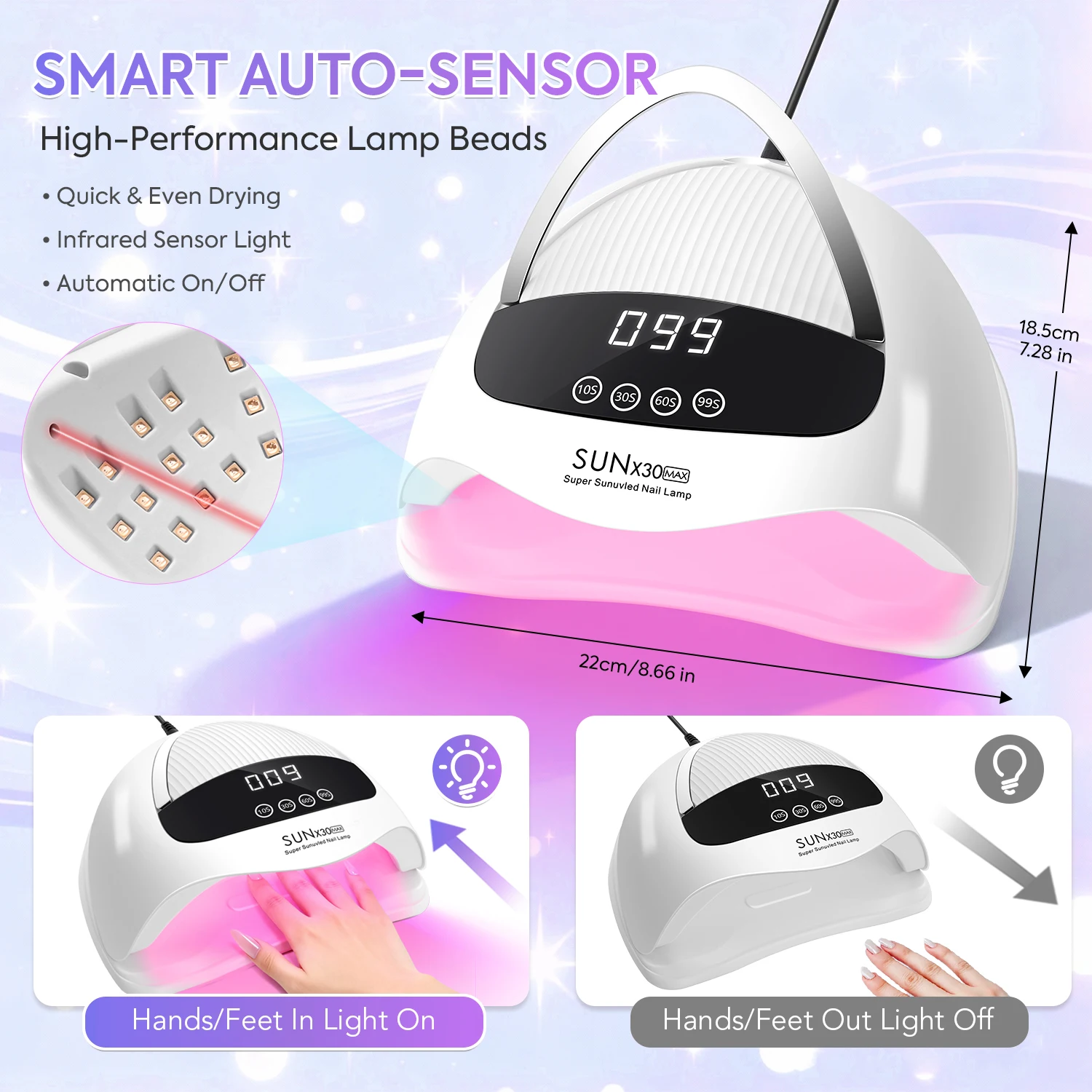 DianaBeauty 380W Professional UV LED Nail Lamp With LCD Display 90LEDS Nail Dryer for Drying All Gels Nail Polish Nail Art Tools