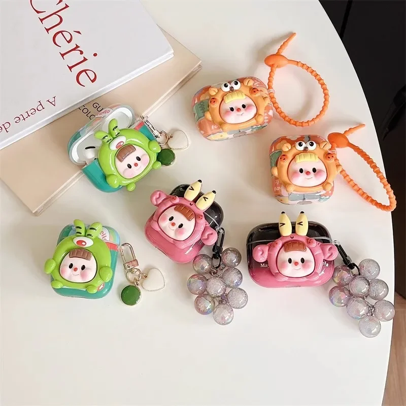 Cubic Candy Ocean Doll Protective Case for Airpods1/2/3/3/pro Wireless Headphone Case with Pendant Drop-proof Cute Jewelry