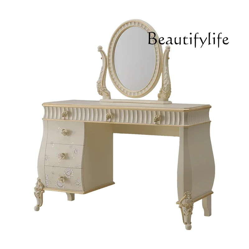 

Complete French light luxury dresser European dressing cabinet Small master bedroom dresser Solid wood hand-carved