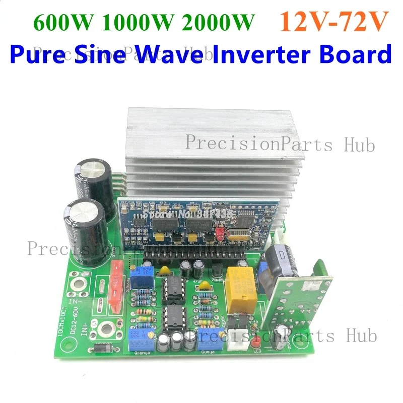 600W 1000W 2000W Pure Sine Wave Power Frequency Inverter Board Battery Power Boost DC 12V-60V to AC 220V Voltage Converter