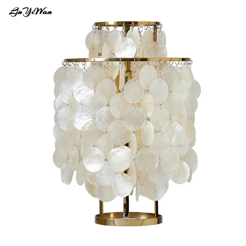 Shell bedside table lamp pearl fritillary wind chime decoration creative living room bedroom study home stay table lamp