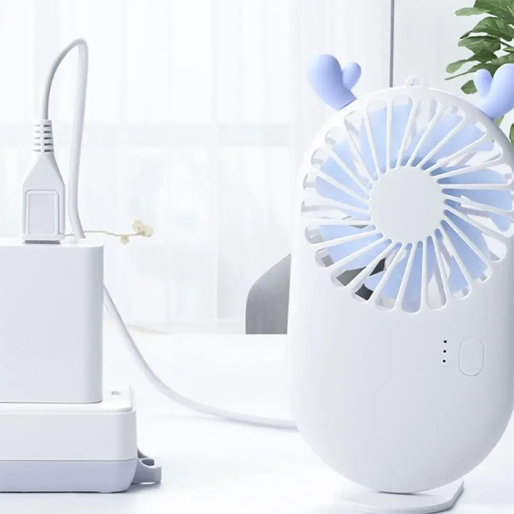 Cute Portable Mini Fan Handheld USB Chargeable Desktop Fans 3 Mode Adjustable Summer Cooler For Outdoor Travel Office