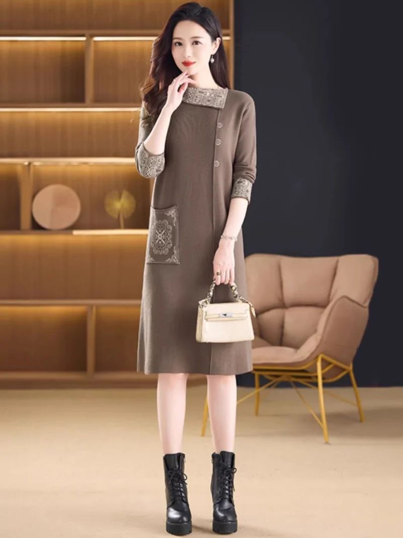 Chemise en tricot côtelé pour femmes, haut à manches longues en laine mérinos, chemisier minimaliste, vêtements de bureau mi-longs, printemps automne W1943