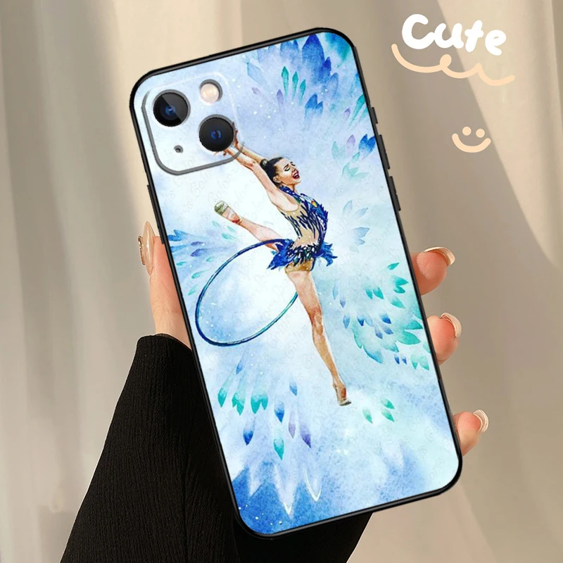 Gymnastics Oil Painting Cover For iPhone 12 11 13 14 15 16 Pro Max Mini Plus  XS Max X XR Phone Case