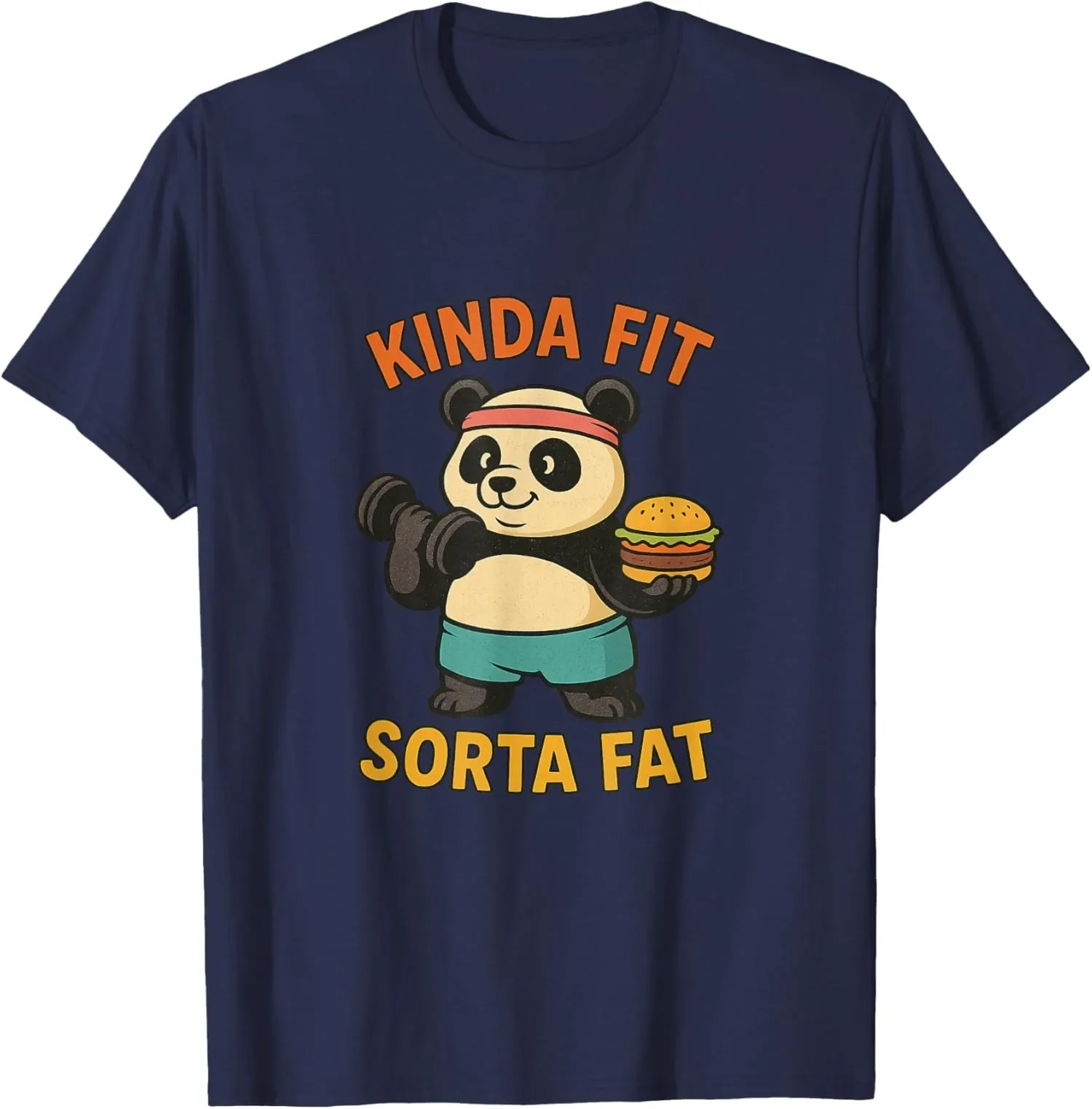

Kinda Fit Sorta Fat Funny Panda Gym Workout Cotton T-Shirt Cute Graphic Tee
