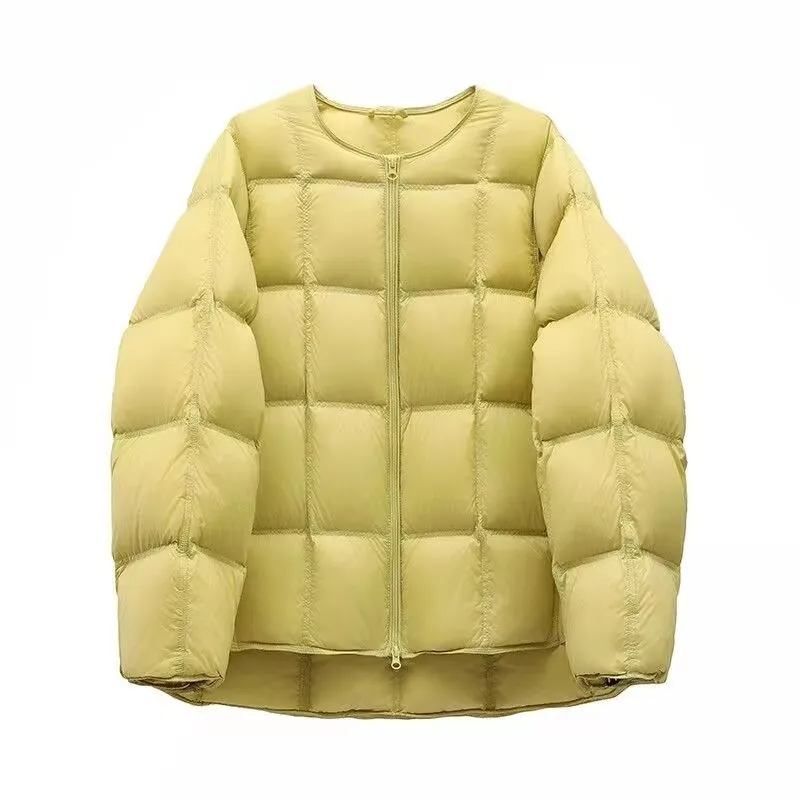 

2025 Women's Winter Cotton-padded Jacket Female Solid Color Round Neck Cotton Jacket Woman Korean Style Casual Bread Jacket