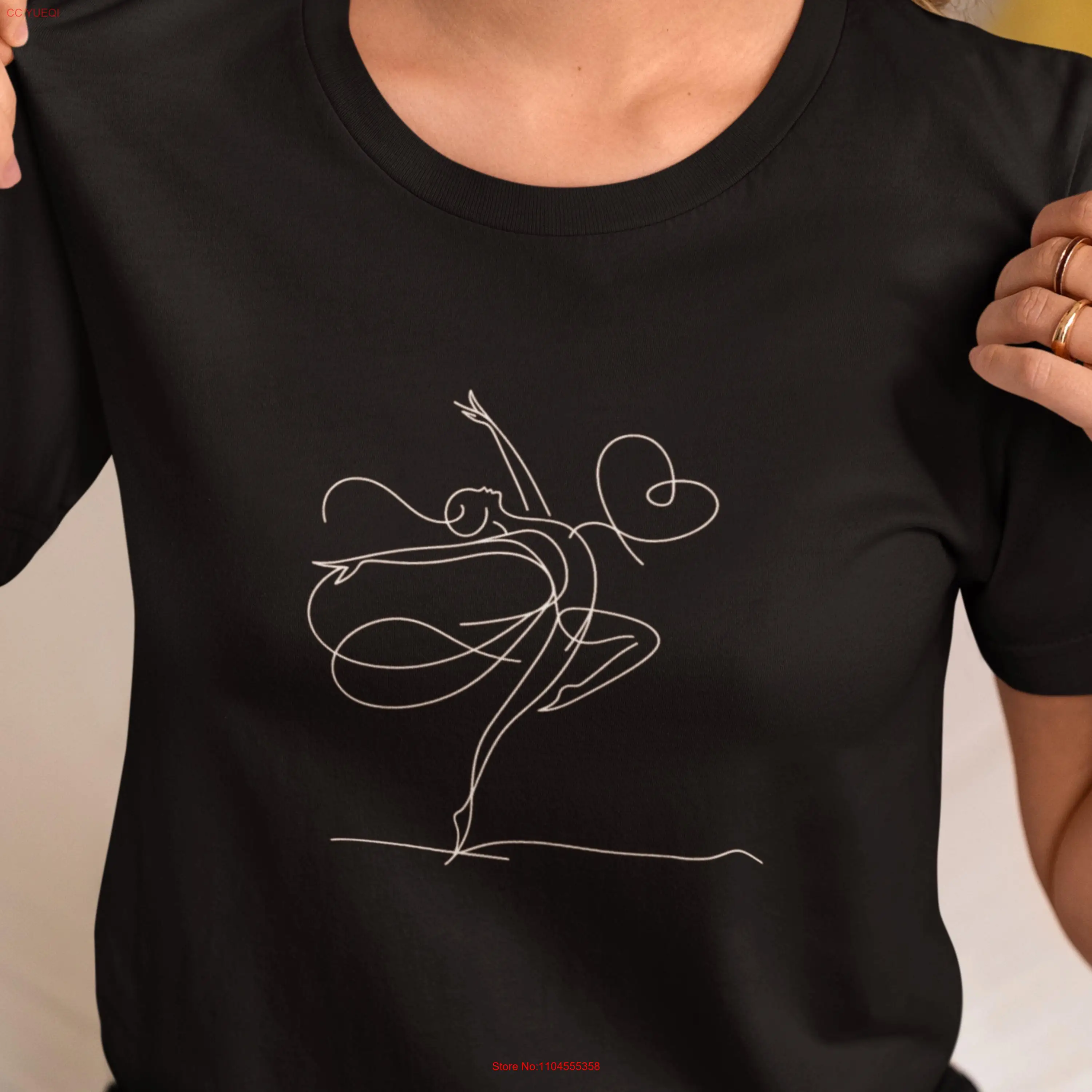 تي شيرت One Line Art Passionate Dancer BalleT تي شيرت بسيط لعشاق الرقص بأكمام طويلة أو قصيرة