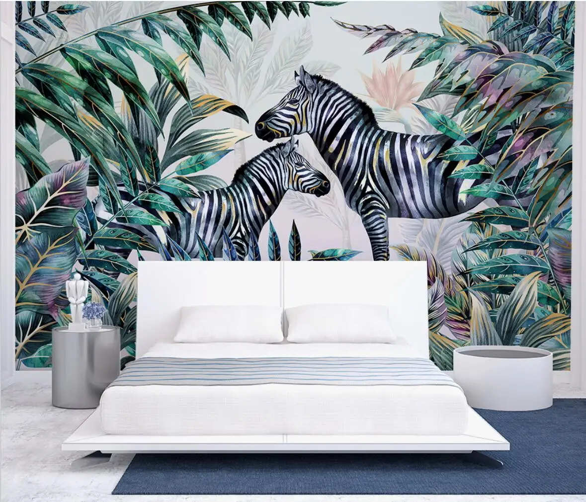 

custom papel de parede Wall paper Wall nordic animal zebra Mural wallpapers for Living Room Bedroom Mural Waterproof Wallpaper