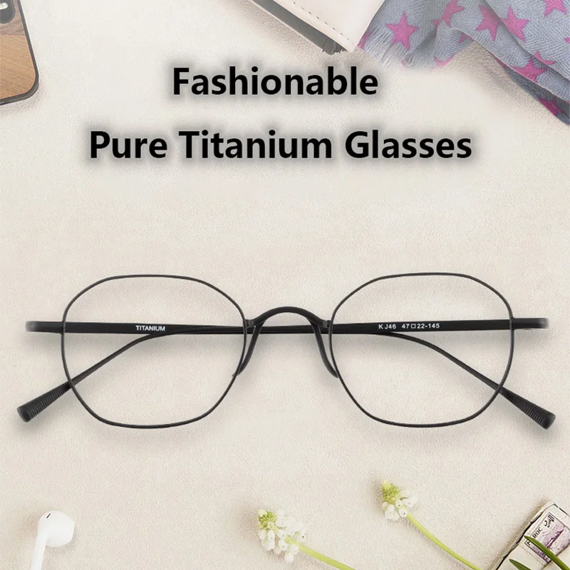 2023 New Male Fashion Pure Titanium Glasses Frame Men Women Polygon Eyewear Optical Prescription Eyeglasses Frames