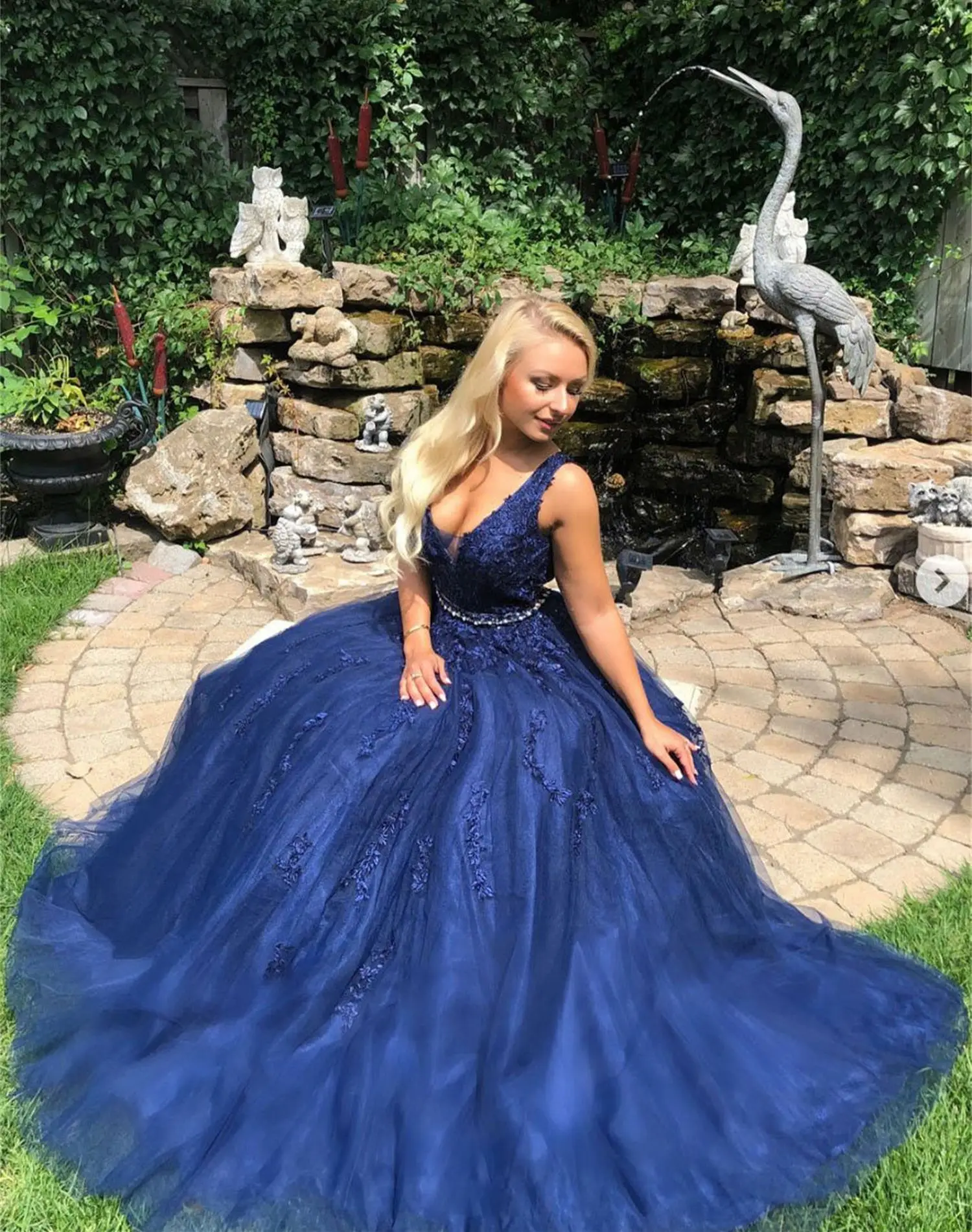 Aileen Graduation Dress Party Evening elegante Luxury Celebrity Navy Blue Mesh Dresses for Prom Dress Women V Collar Line A 2024