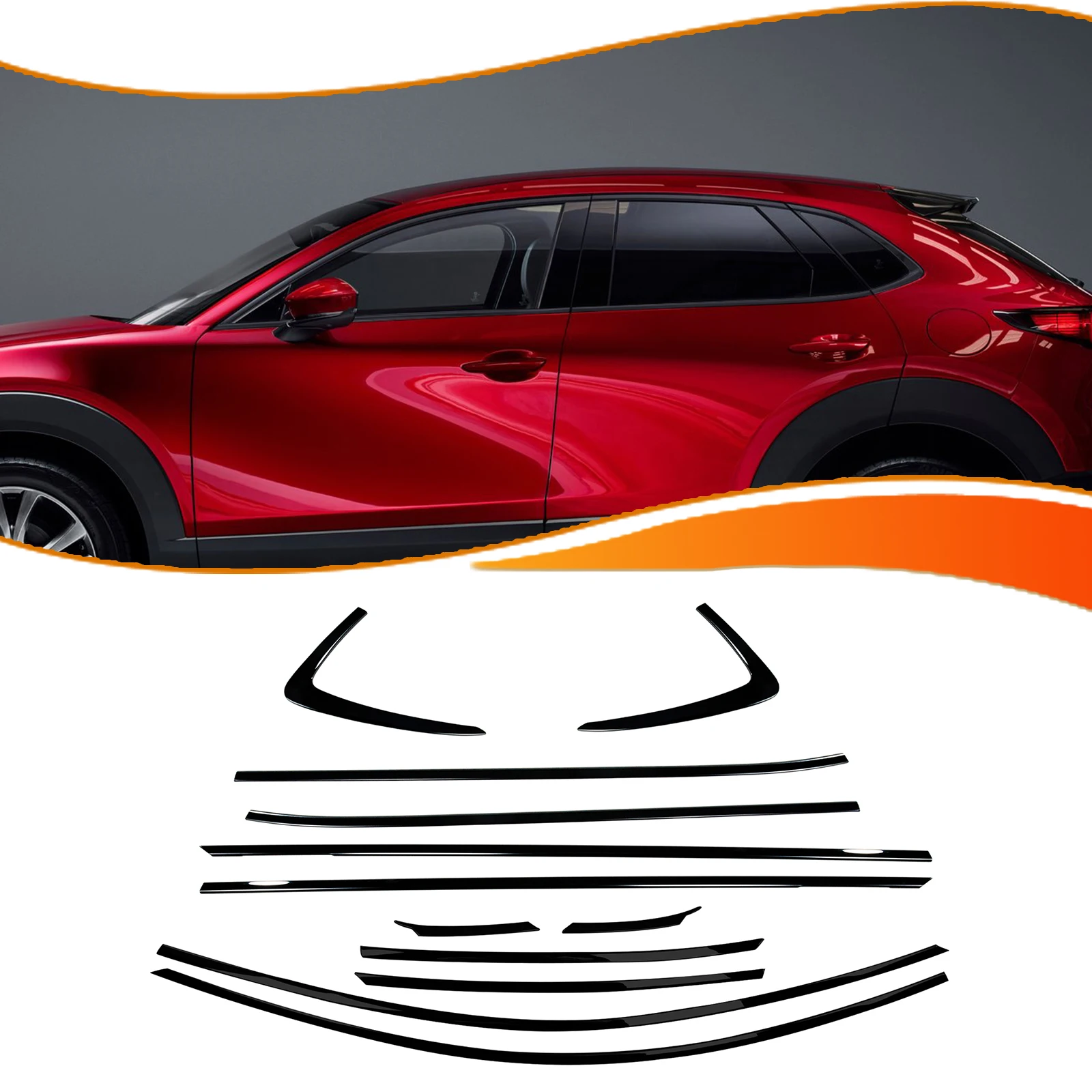 

12pcs Exterior Window Trim Strip Door Frame Styling Cover Decoration For Mazda CX-30 2019-2025