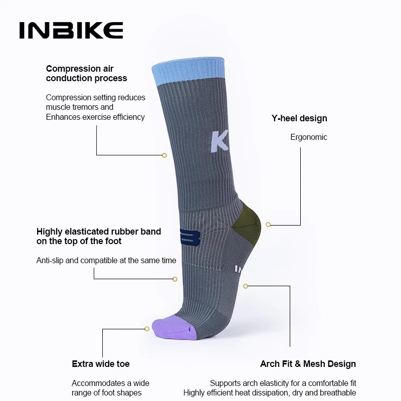 INBIKE 2023 New Cycling Socks Professional Road Bike Biking Socks Men\'s and Women\'s Riding Sports Running Socks Bicycle Clothes