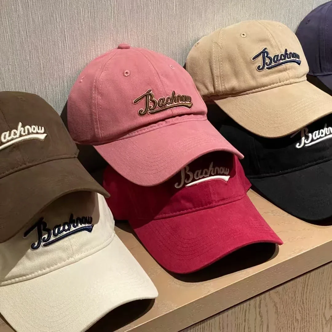 

2025 Fashion Letter - Embroidered Unisex Baseball Duck Tongue Cap - Solid Color, Ideal for Outdoor