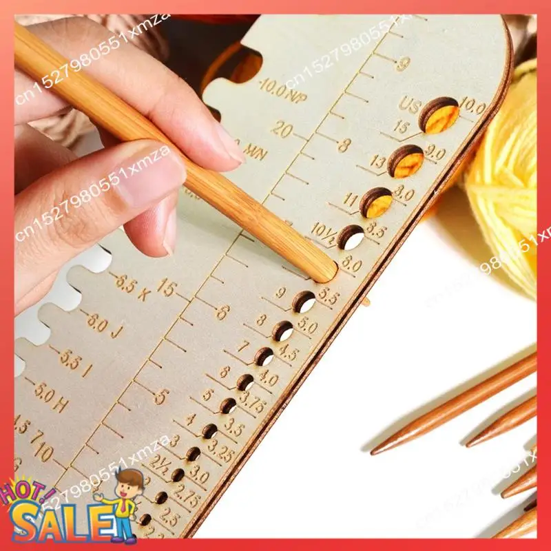 ABCL Sock Knitting Ruler Wooden Knitting Needle Size Gauge Measuring Tool Sock Accurate Ruler Knit Blocker For DIY