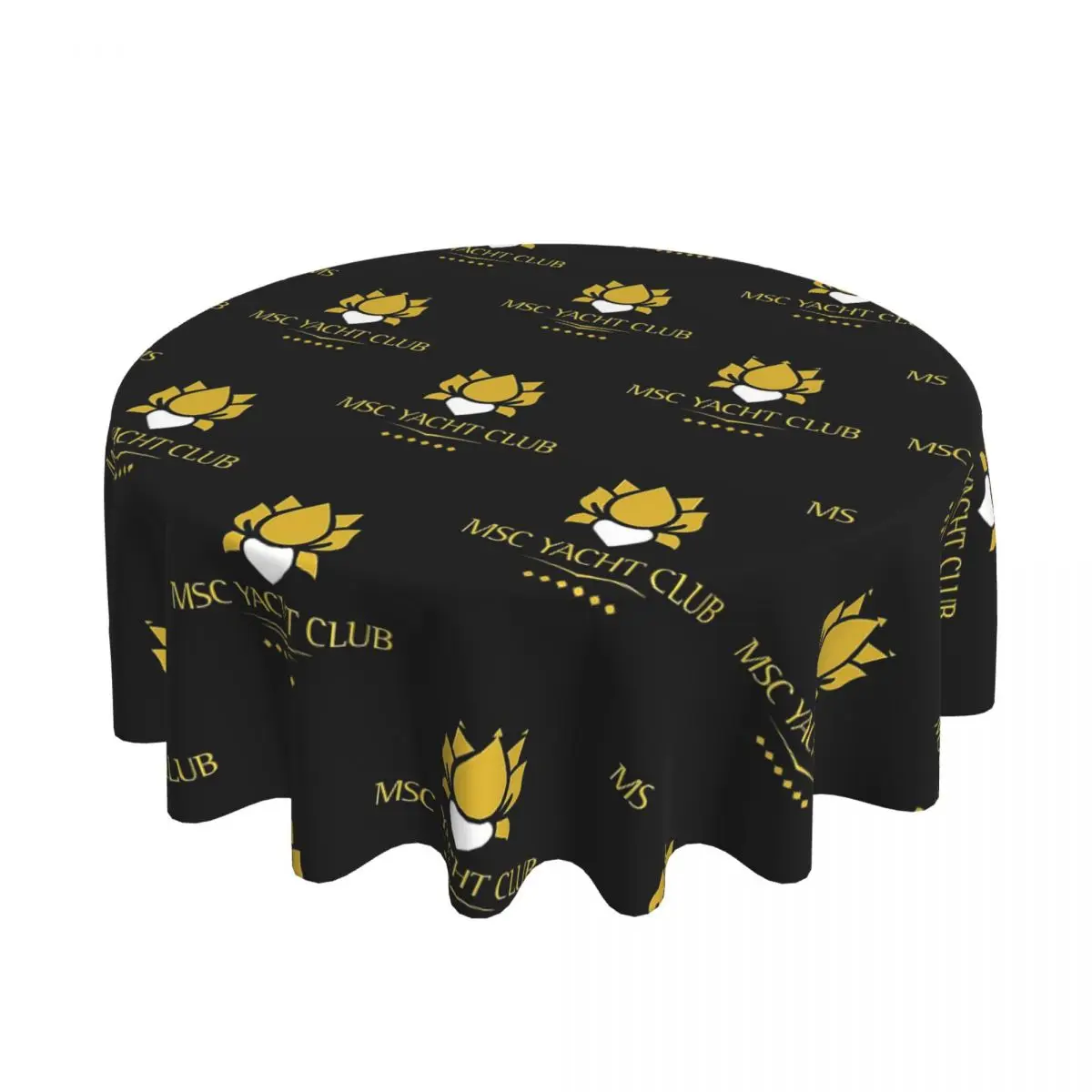 MSC Yacht Club Logo Design Cap مفرش طاولة مستدير مقاوم للماء مفرش طاولة مقاوم للزيت لأحداث المطبخ غطاء طاولة الطعام 60 بوصة #6
