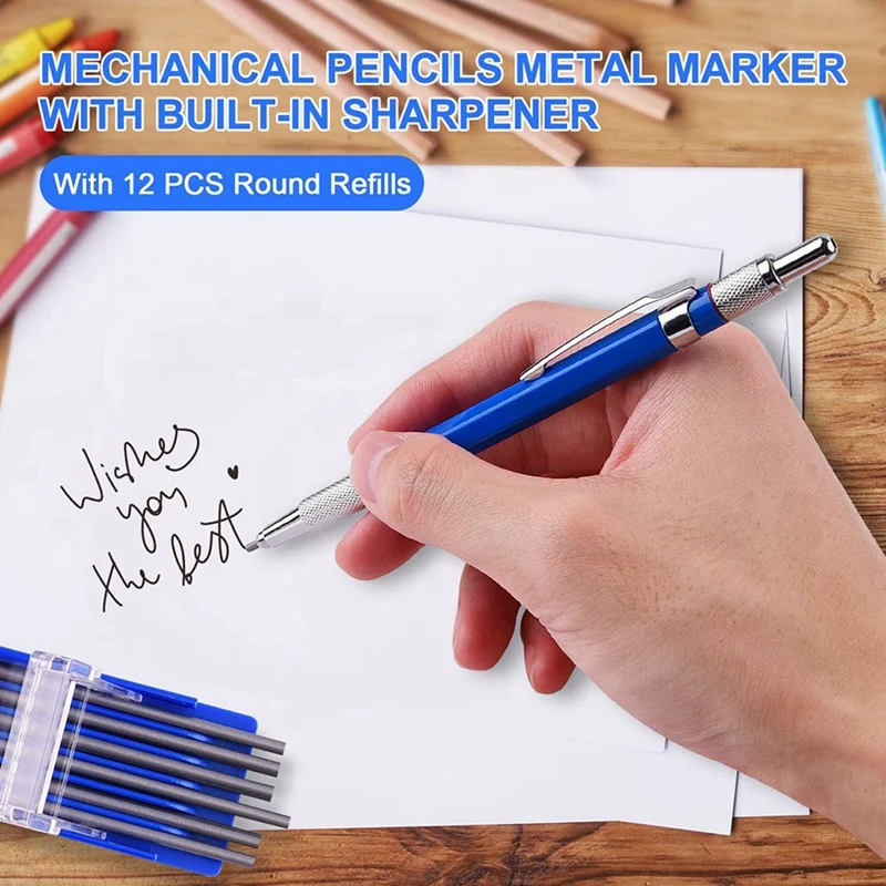 

4X Silver Streak Welders Pencil With 48X Round Silver Refills, Metal Marker Pen Metal Carbide Scriber Mechanical Pencils