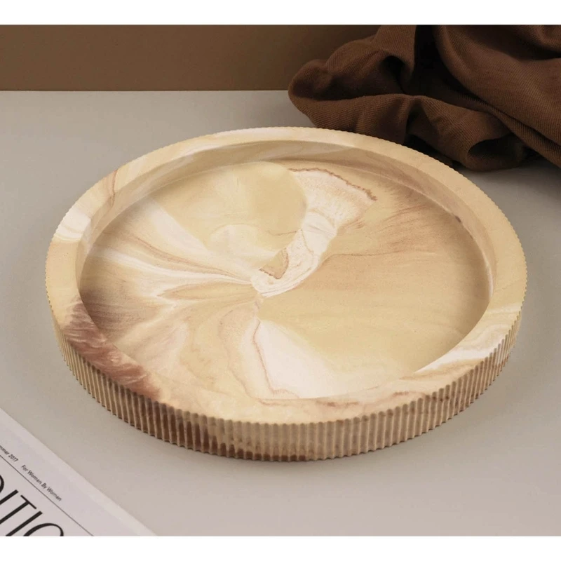 Round Storage Tray Mold Stripe Round Dish Mold Flowerpot Base Silicone Mold for Resin Concrete Cement Tray DIY Durable