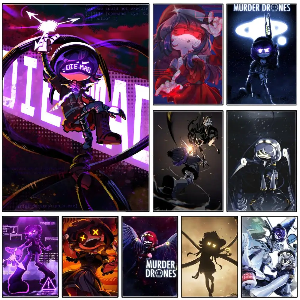 Sci Fi Animation M-Murder Drones Poster  Self-adhesive Art Waterproof Paper Sticker Coffee House Bar Room Wall Decor