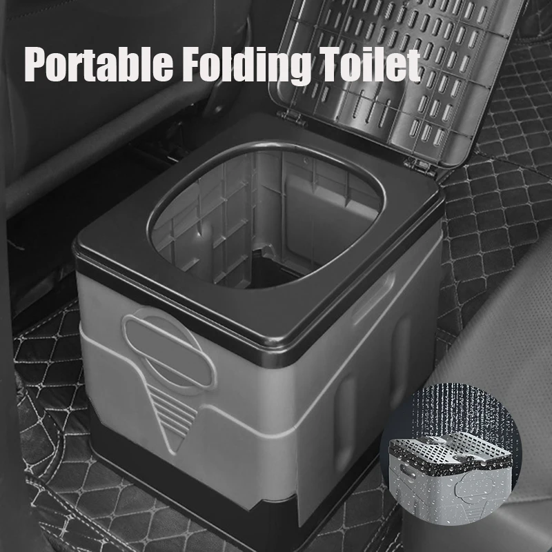 Portable Outdoor Hiking Fishing Potty Folding Toilet Travel Camping Car Emergency Toilet with Cover Strong Bearing Capacity