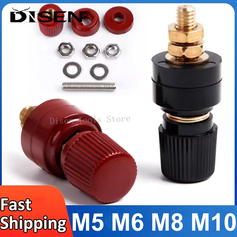 Copper/Iron Pole Terminal Power Terminals Block M5 M6 M8 M10 Black/Red Hexagonal Single Terminal Speaker Amplifier