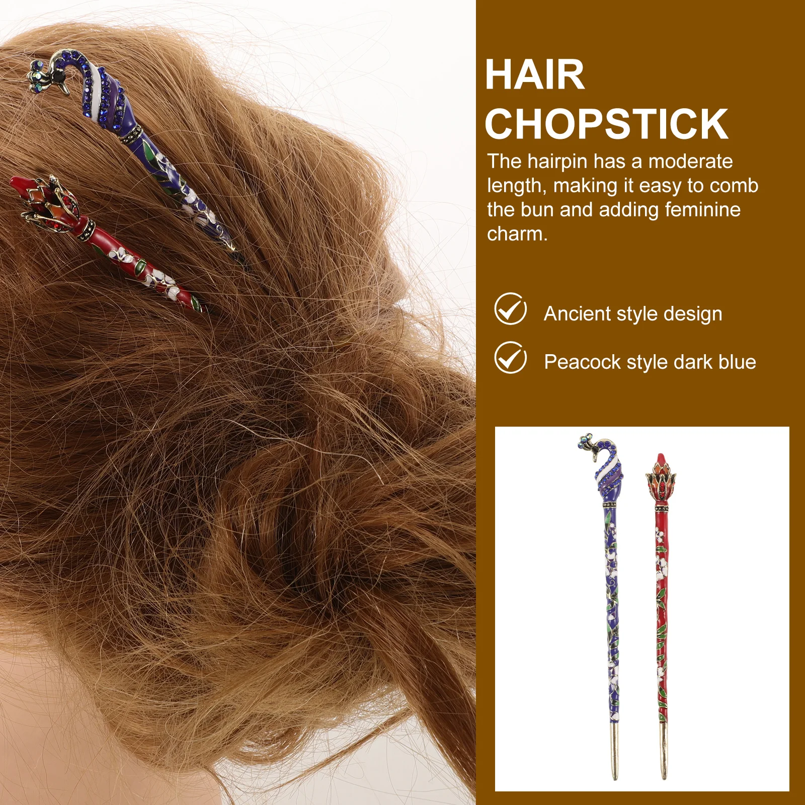 2 قطعة حامل كعكة معدنية للنساء طويل سميك شعر صيني عتيق عصا شعر إكسسوارات إكسسوارات