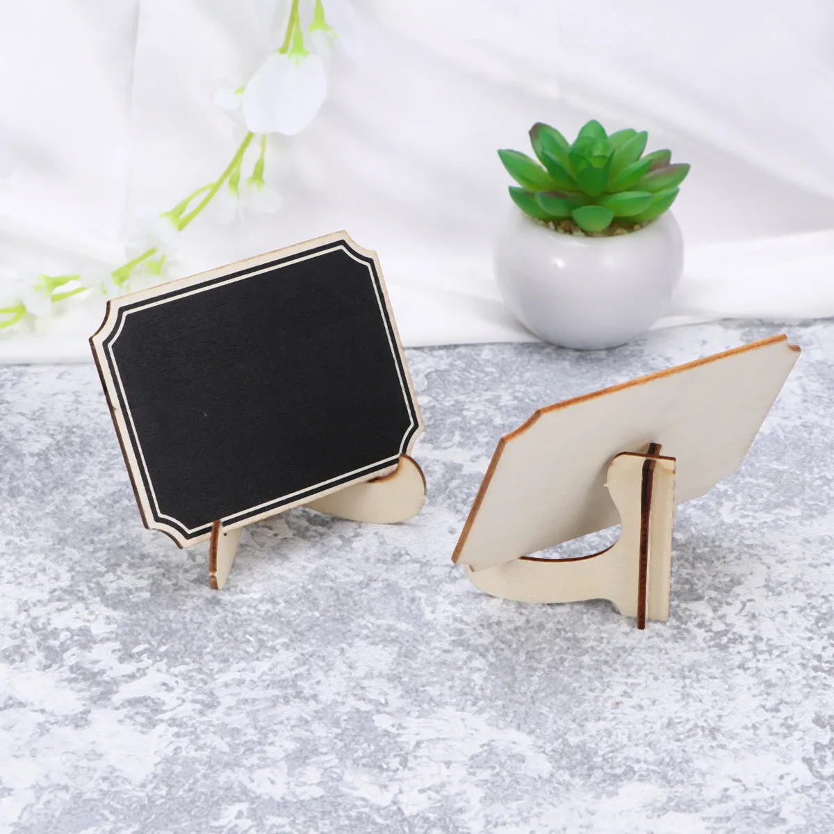 10Pcs Mini Chalkboards Creative Small Blackboard Signs Narrow Wood Frame for Wedding Dinner Party Place Cards Food Labels