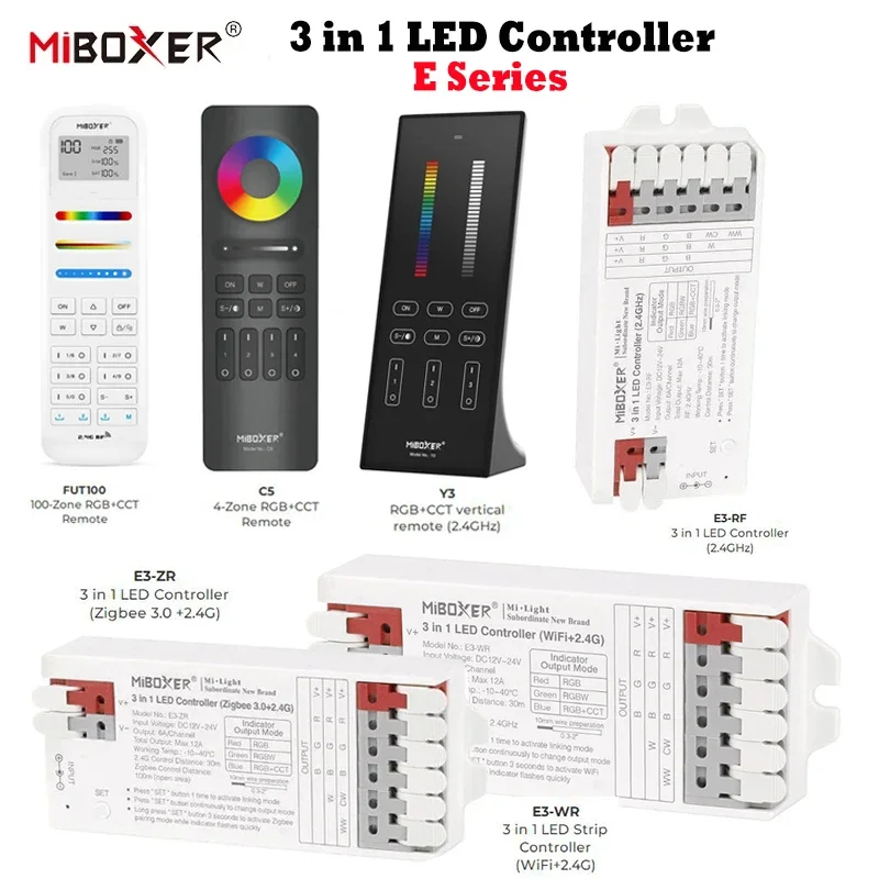 Miboxer 3 in 1 LED Controller Tool-free instant wiring Compatible with MiBoxer 2.4GHz series remote