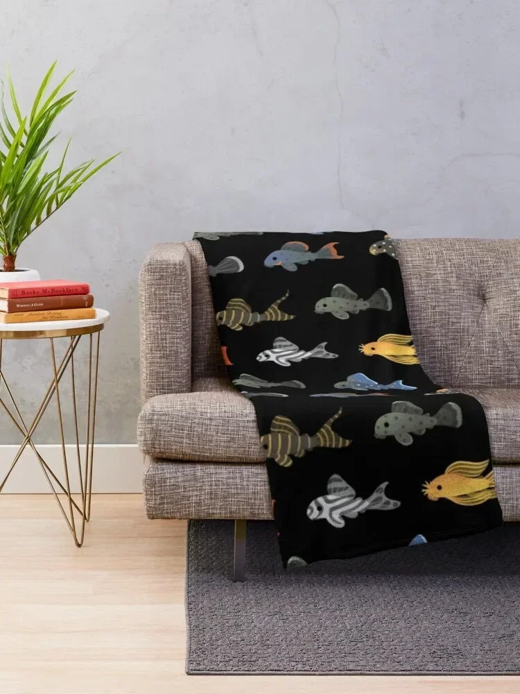 Pleco! - black Throw Blanket Bed christmas gifts Single Nap Blankets