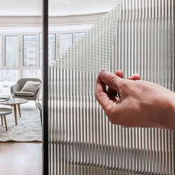Reeded Glass Window Film, Privacy Film, Frosted Window Vinyl, 3D Decorative Decals, Non Adhesive, Bathroom, Living Room