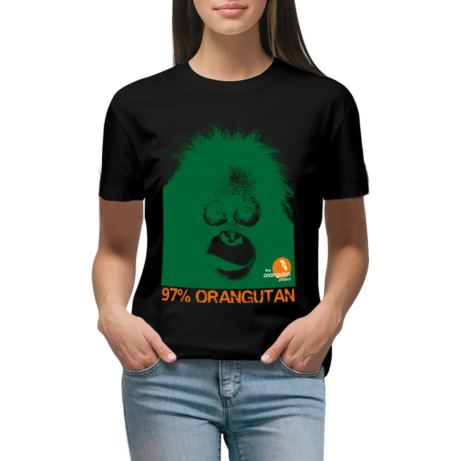 

97% Orangutan Tee 2 T-Shirt new edition vintage Short sleeve tee black t shirts for Women