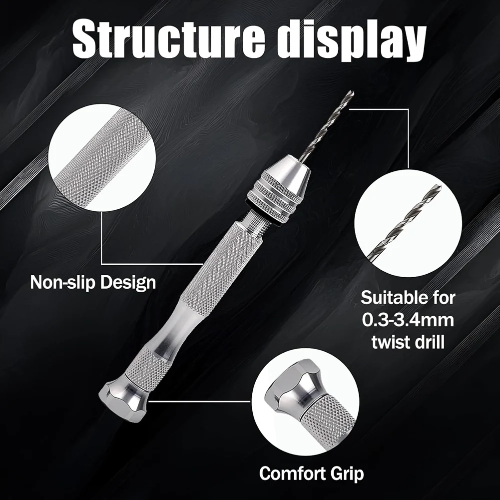 [NEW!A08R】 Hand Drill Set 112 Pieces Pin Vise Manual Craft Drill Clamping With Micro Twist Bits For Jewelry, Wood Manual Work DI