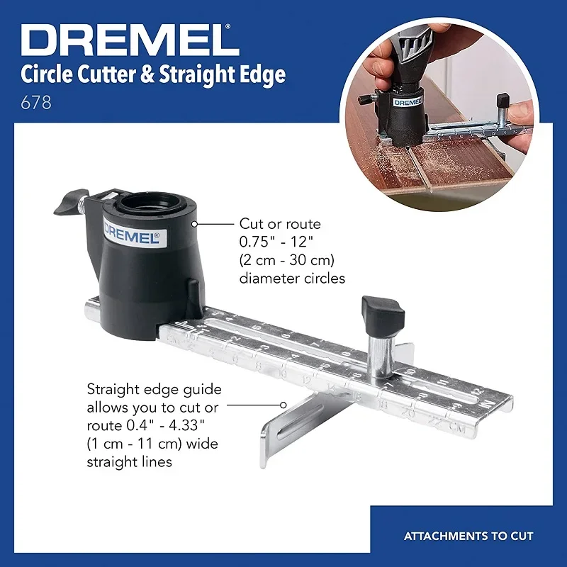 Dremel 678-01 Obcinak do kół i prosta prowadnica do krawędzi Narzędzie obrotowe Regulowana prowadnica Dremel 3000, 4000, 4250 i 8220