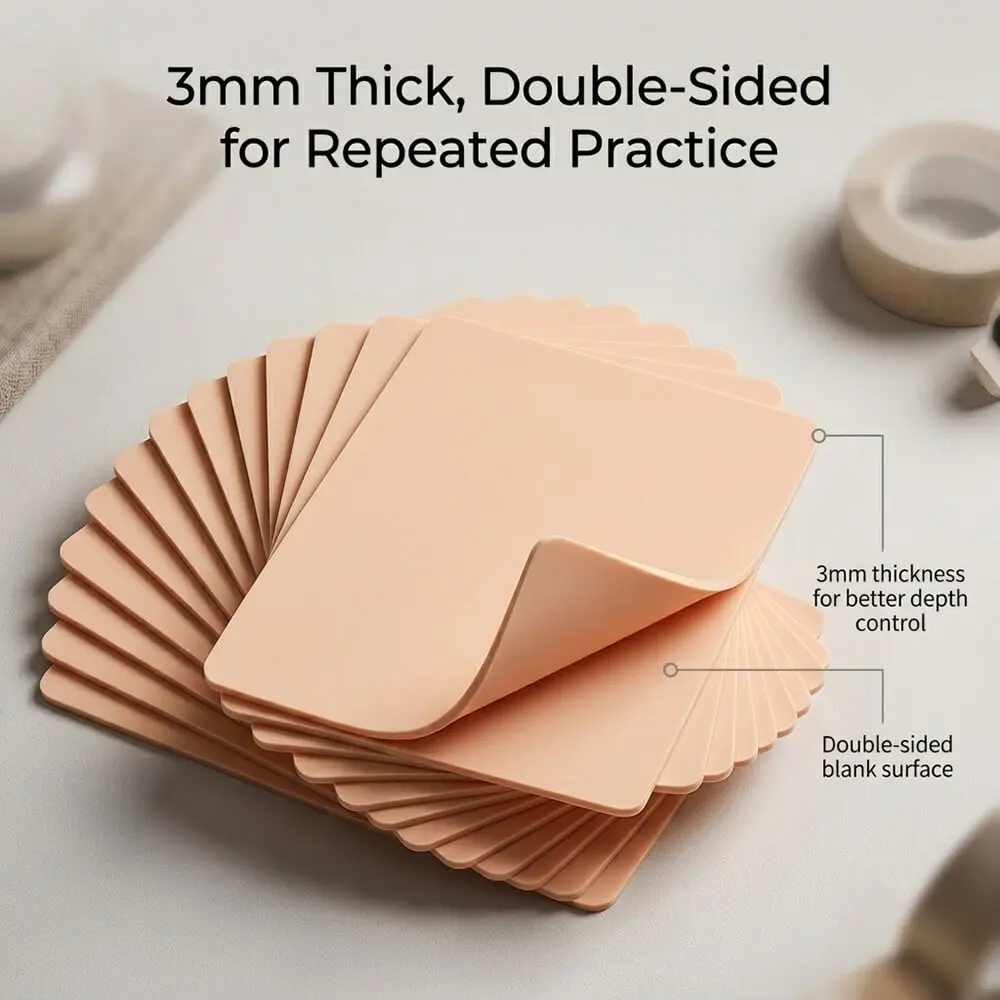3mm Thick Tattoo Practice Skin Silicone Synthetic Tattoo Skin Double Sides Fake Training Skin Tattoo Accessories 2/3/8/10/12PCS