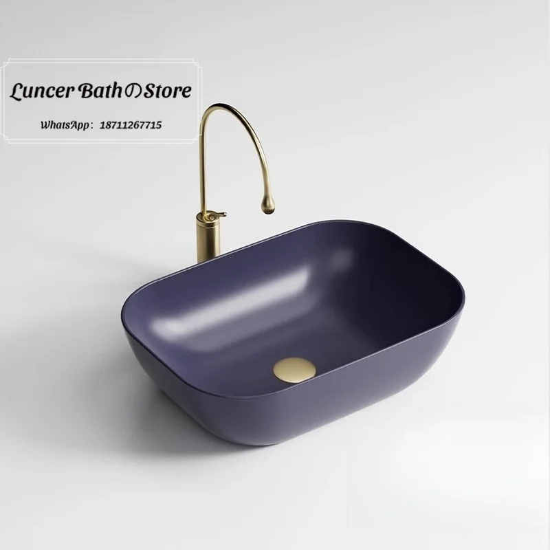 

Colorful Minimalist Countertop Basin, Ceramic Hand Wash Sink for Home, Bathroom, Balcony, Small Space Art Basin