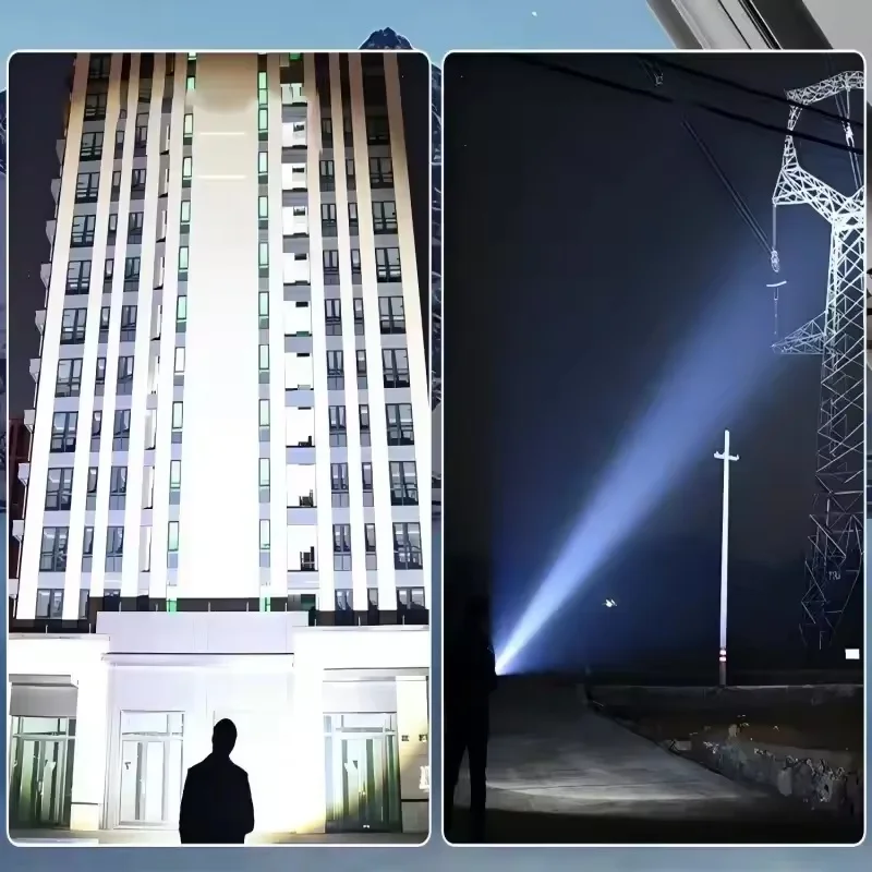 High Power LED Flashlight, Telescopic Zoom Torch, Rechargeable Emergency Light for Home, Fishing, Hiking Camping Lights