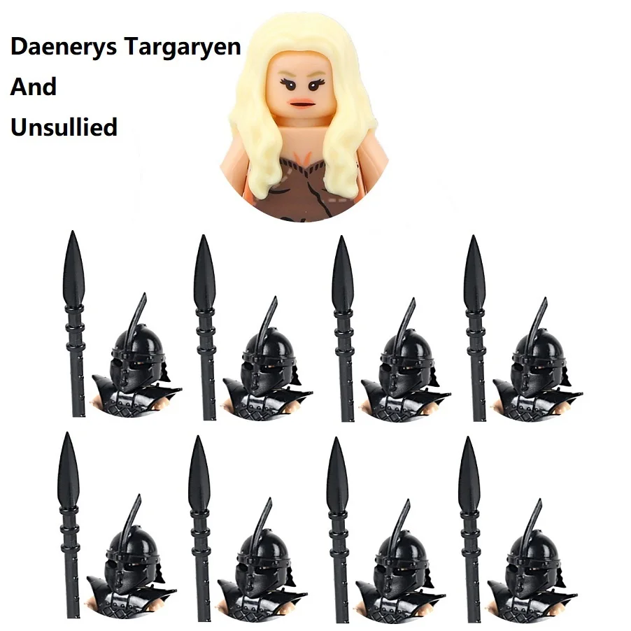 9 teile/satz daenerys targaryen und unbeschmutzte mini action figur ziegel block spielzeug